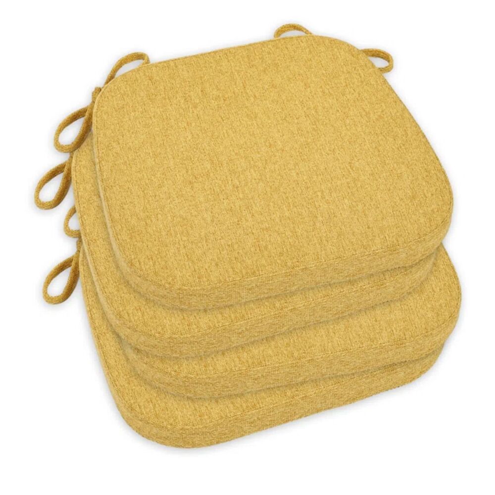 New Sinosso 2 Pack Memory Foam Dining Chair Cushion Set in Mustard Yellow
